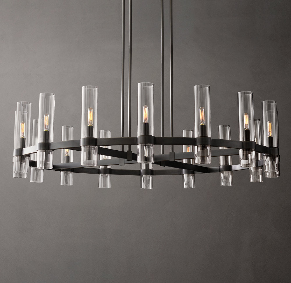 Milk Glass Radial Column Chandelier