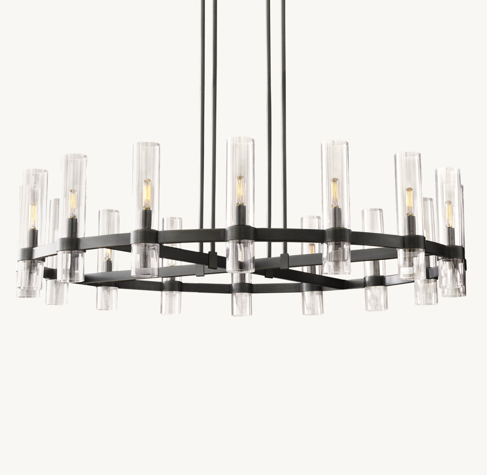 Milk Glass Radial Column Chandelier