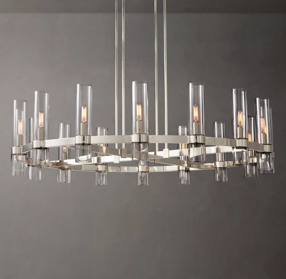 Milk Glass Radial Column Chandelier