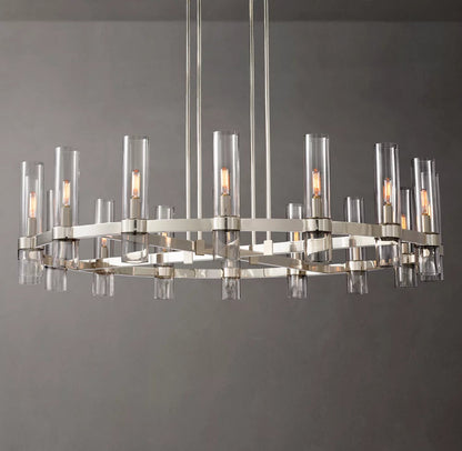 Milk Glass Radial Column Chandelier