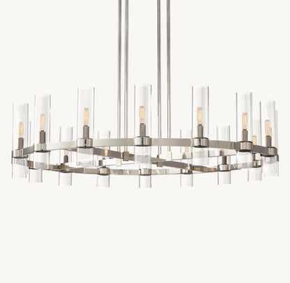 Milk Glass Radial Column Chandelier
