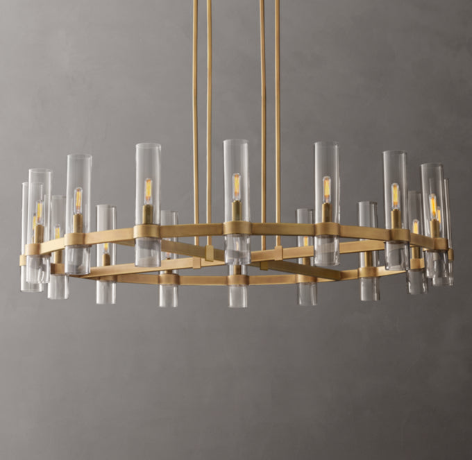 Milk Glass Radial Column Chandelier