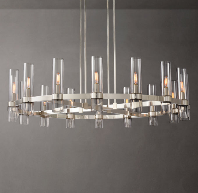 Milk Glass Radial Column Chandelier