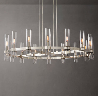 Milk Glass Radial Column Chandelier