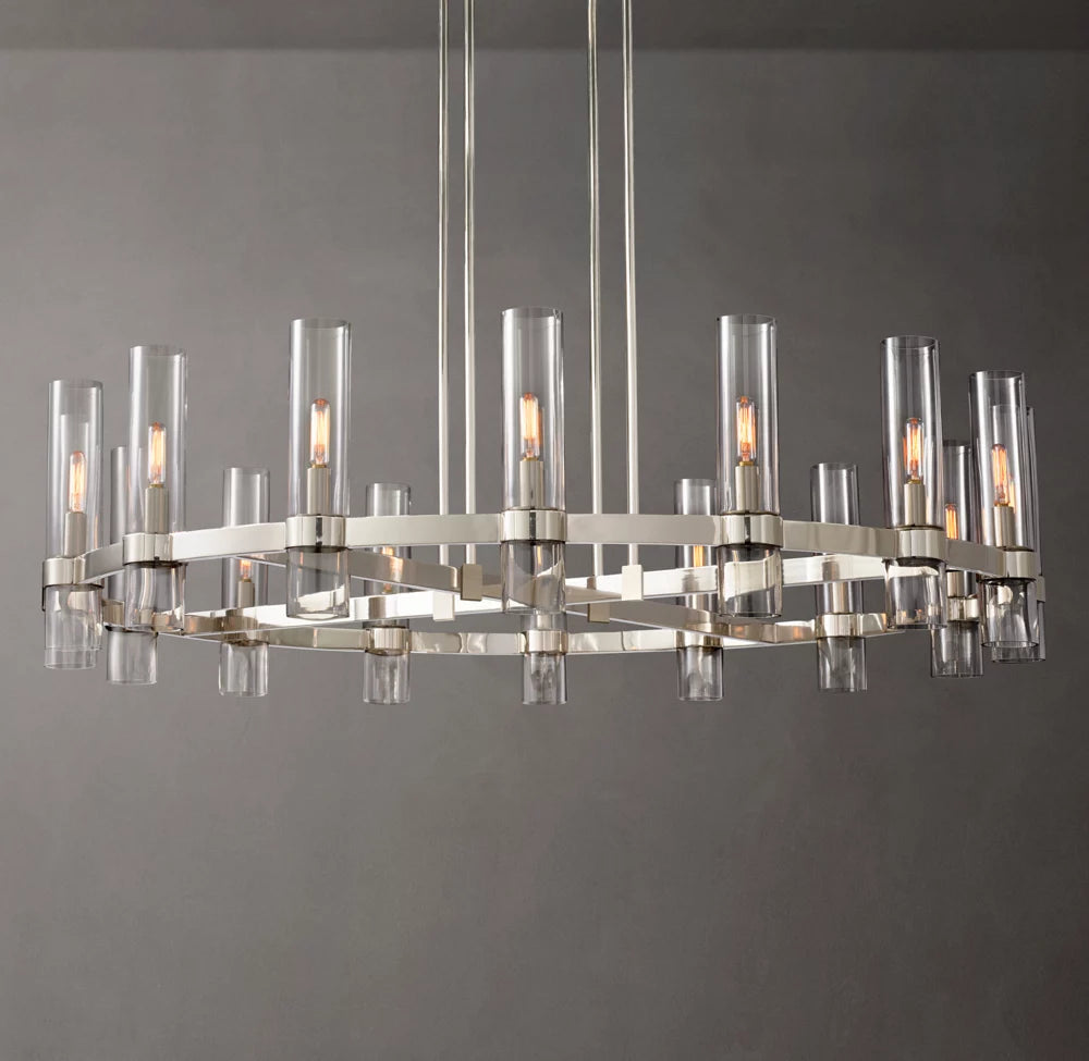 Milk Glass Radial Column Chandelier