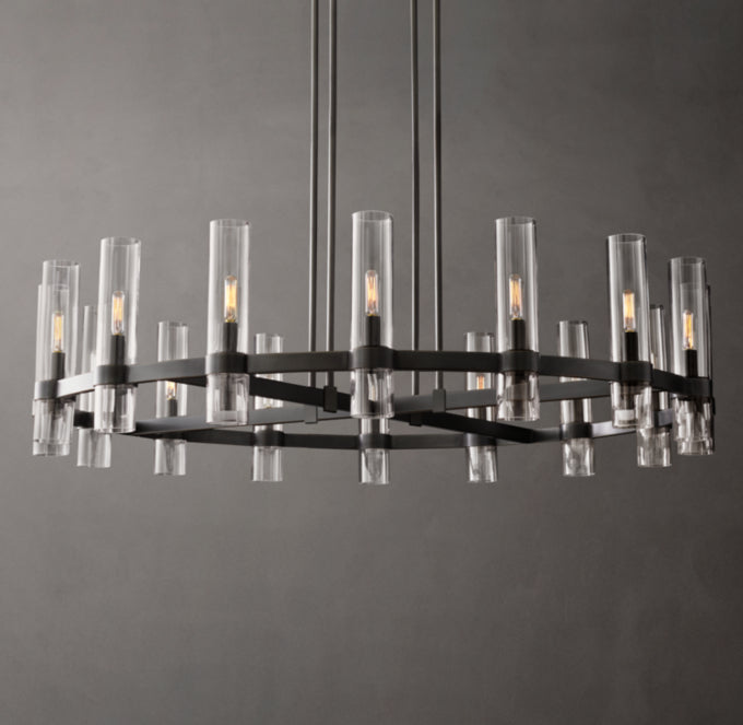 Milk Glass Radial Column Chandelier