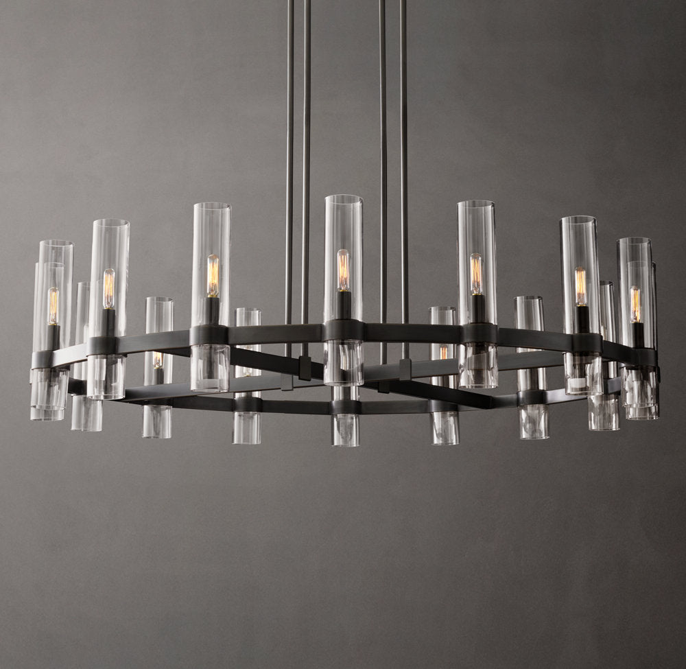 Milk Glass Radial Column Chandelier