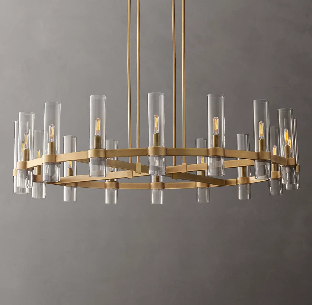 Milk Glass Radial Column Chandelier