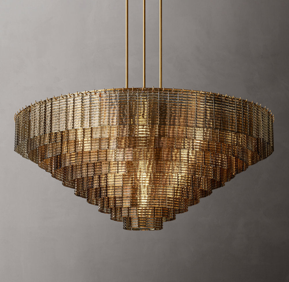 Monumental Textured Smoke Glass Chandelier