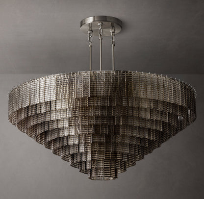 Monumental Textured Smoke Glass Chandelier