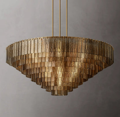 Monumental Textured Smoke Glass Chandelier