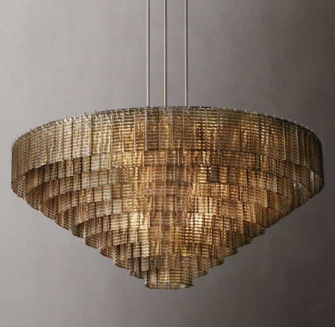 Monumental Textured Smoke Glass Chandelier