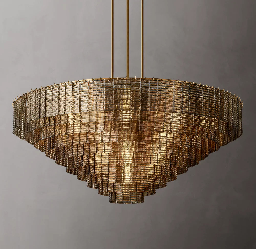 Monumental Textured Smoke Glass Chandelier