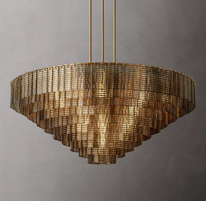 Monumental Textured Smoke Glass Chandelier