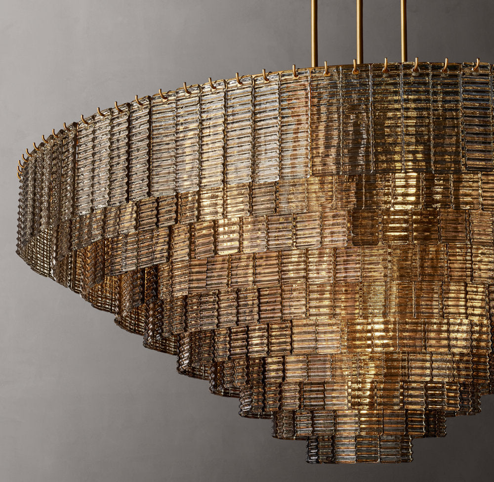Monumental Textured Smoke Glass Chandelier