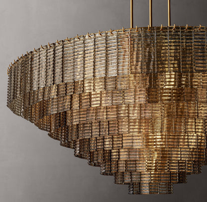 Monumental Textured Smoke Glass Chandelier
