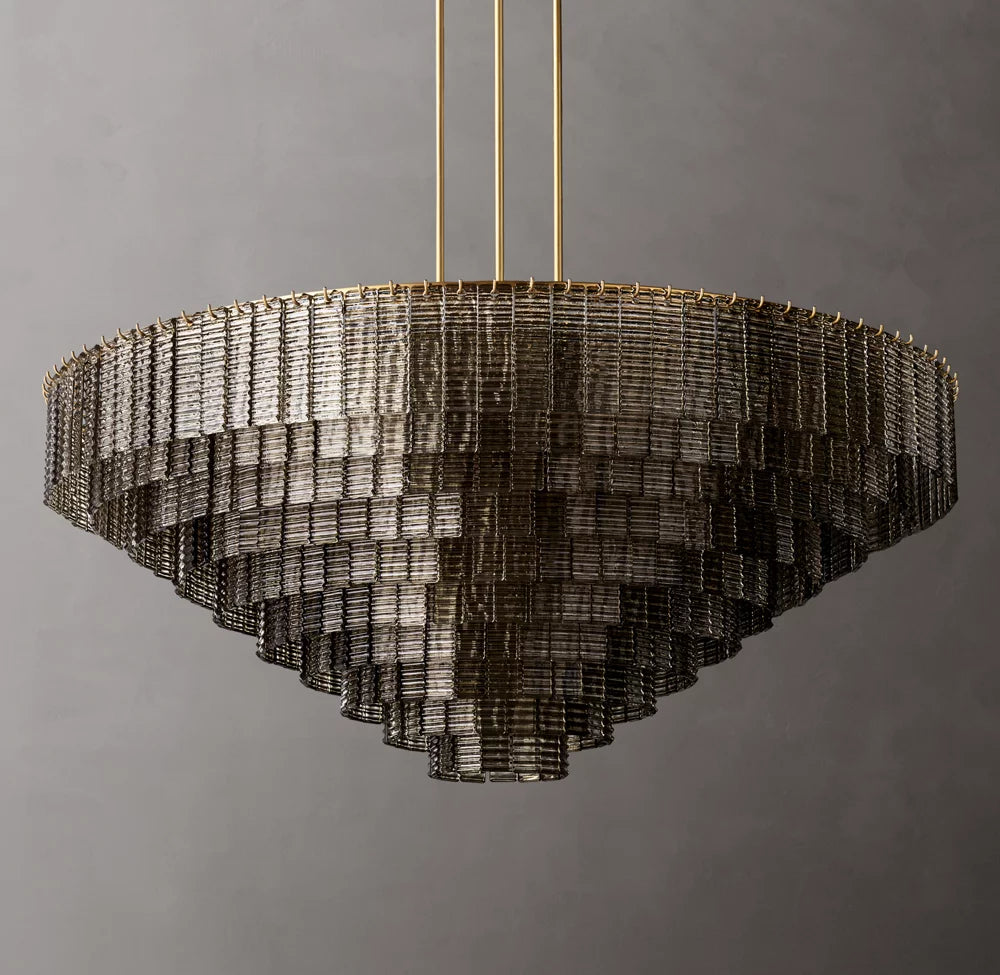 Monumental Textured Smoke Glass Chandelier