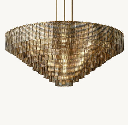 Monumental Textured Smoke Glass Chandelier