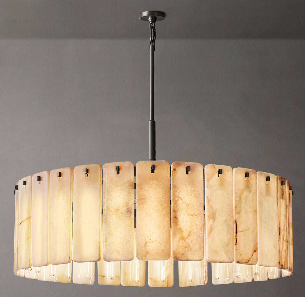 Natural Onyx Luminous Drum Chandelier