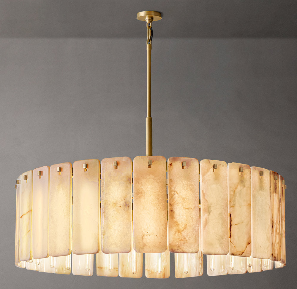 Natural Onyx Luminous Drum Chandelier