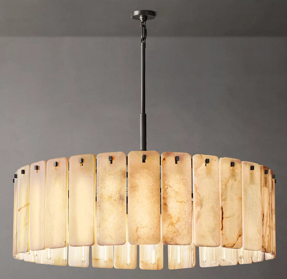 Natural Onyx Luminous Drum Chandelier