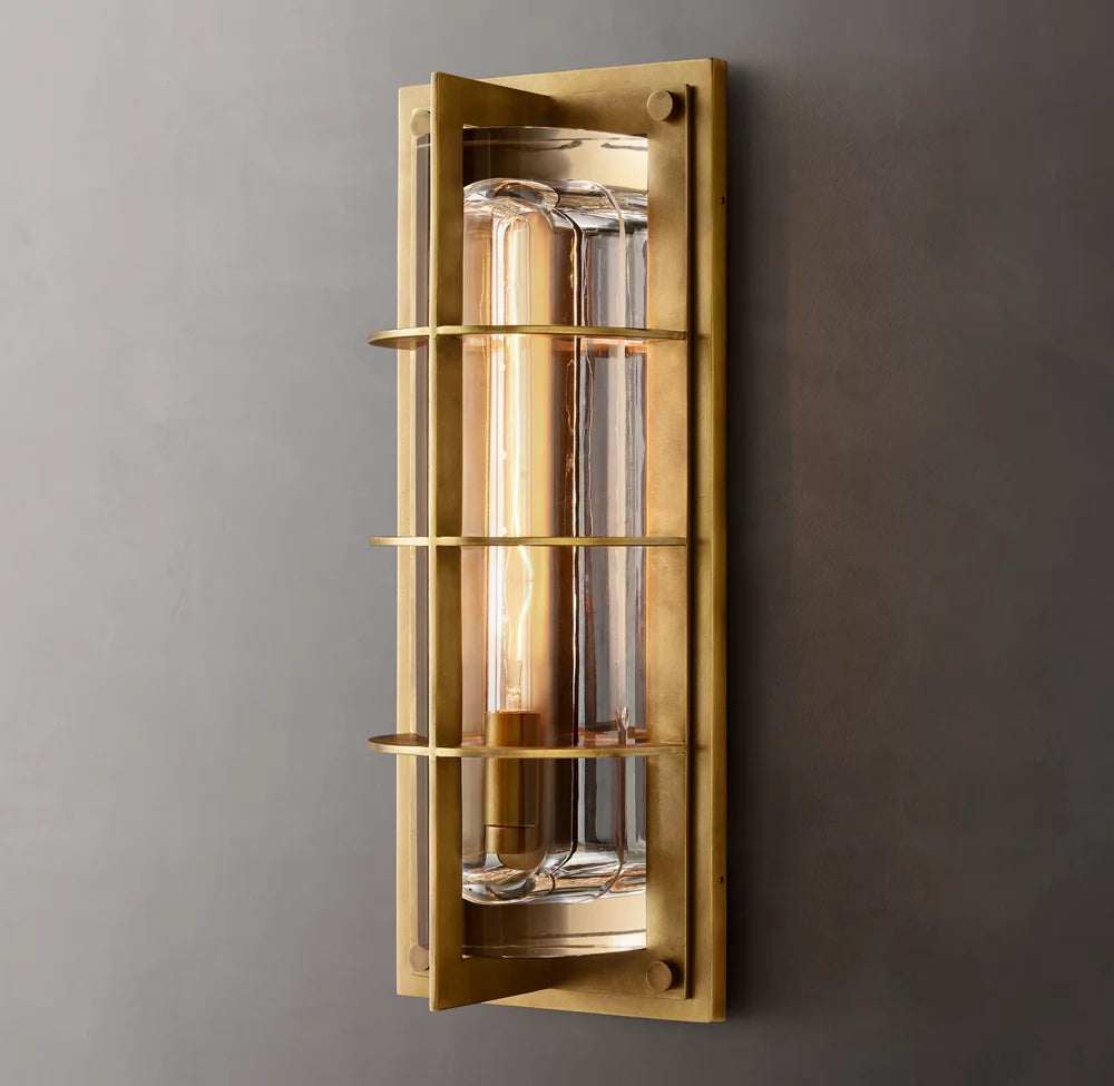 Optical Glass Bronze Outdoor Sconce