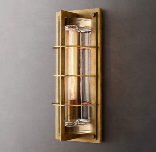 Optical Glass Bronze Outdoor Sconce