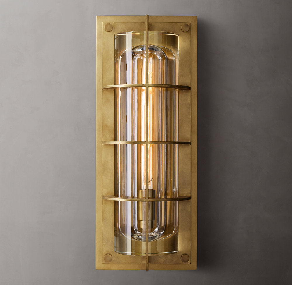 Optical Glass Bronze Outdoor Sconce