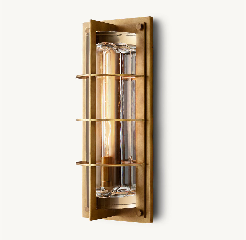 Optical Glass Bronze Outdoor Sconce