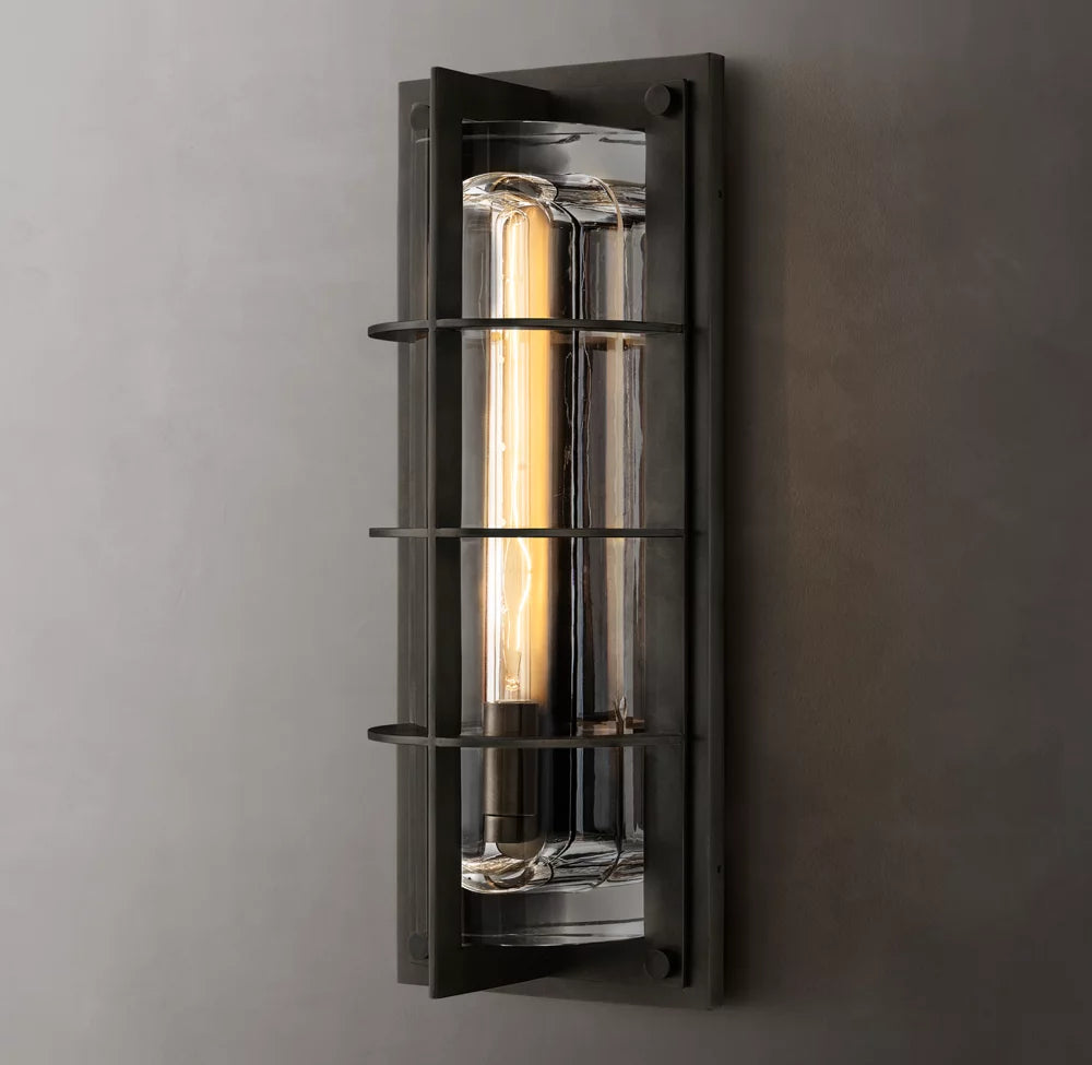 Optical Glass Bronze Outdoor Sconce