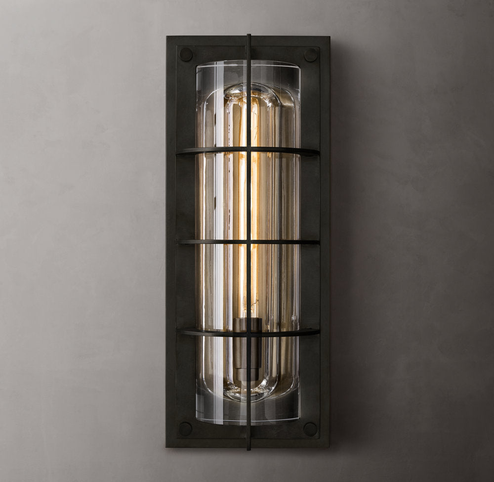 Optical Glass Bronze Outdoor Sconce