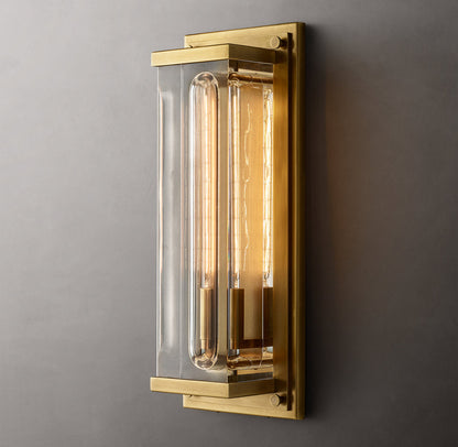 Rectangular Optical Glass Outdoor Sconce