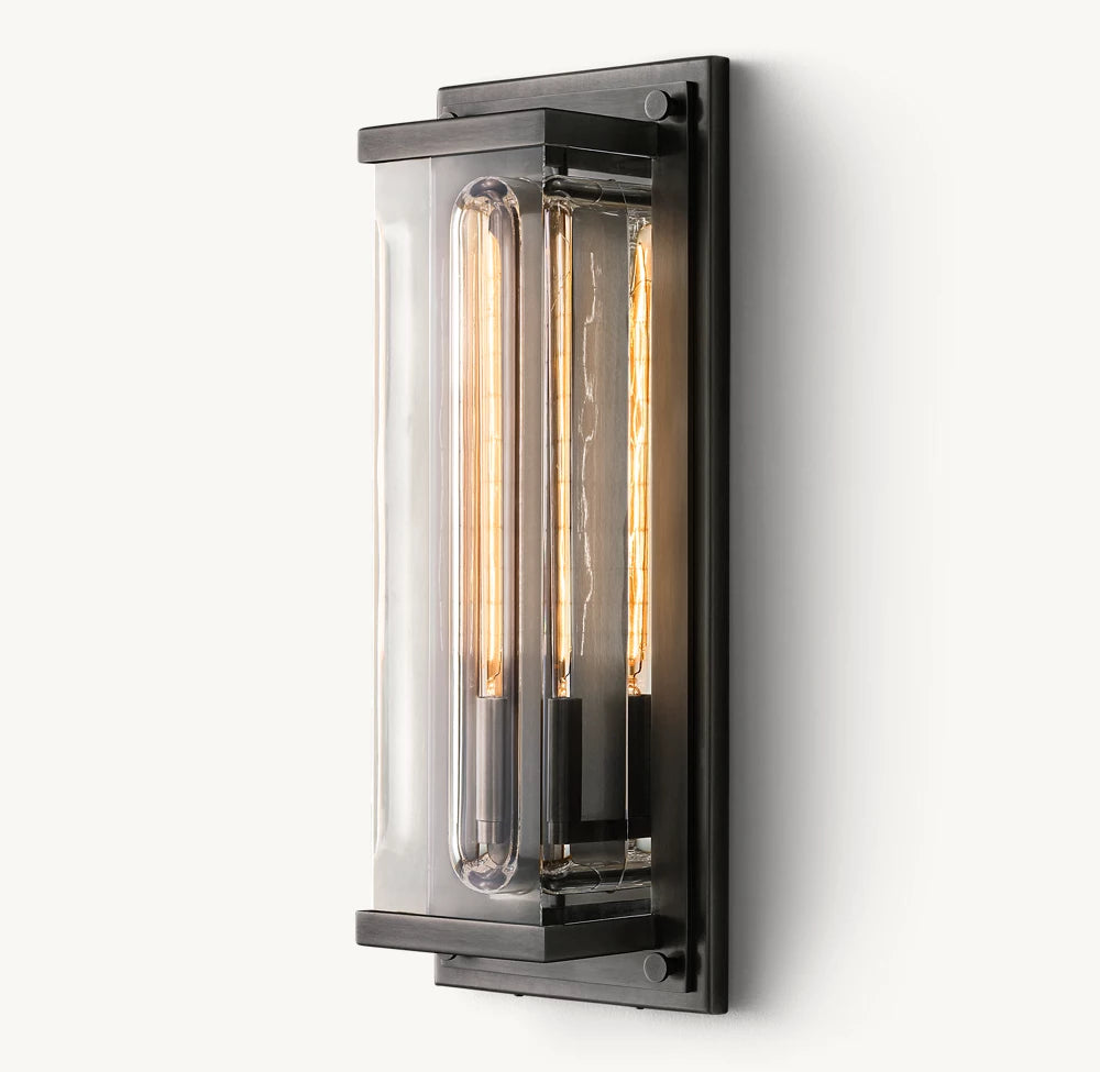 Rectangular Optical Glass Outdoor Sconce