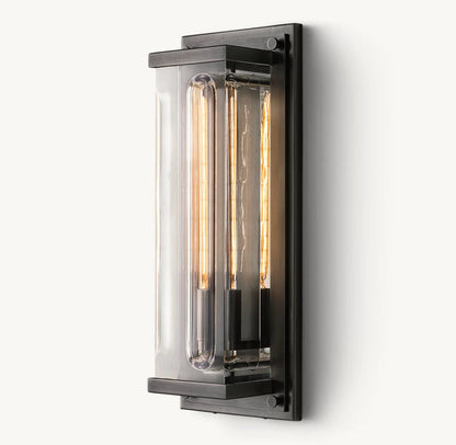 Rectangular Optical Glass Outdoor Sconce