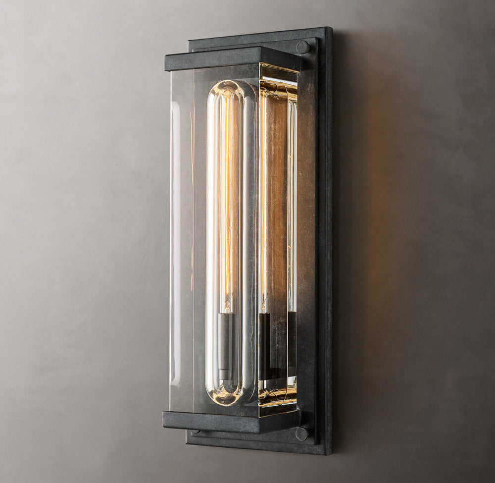 Rectangular Optical Glass Outdoor Sconce
