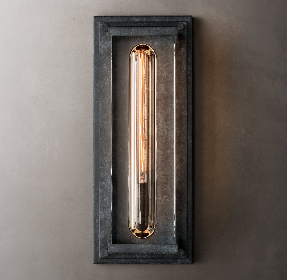 Rectangular Optical Glass Outdoor Sconce