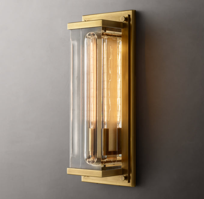 Rectangular Optical Glass Outdoor Sconce