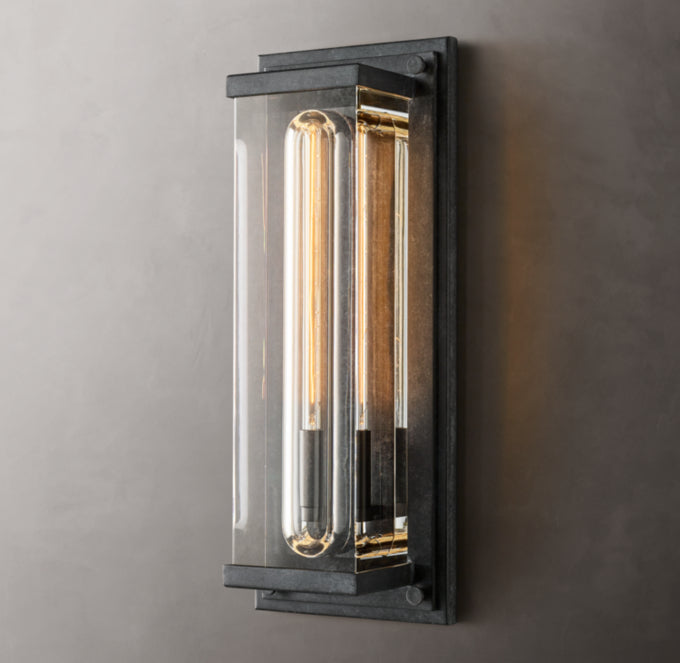 Rectangular Optical Glass Outdoor Sconce