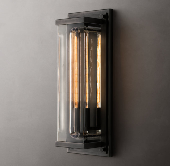 Rectangular Optical Glass Outdoor Sconce