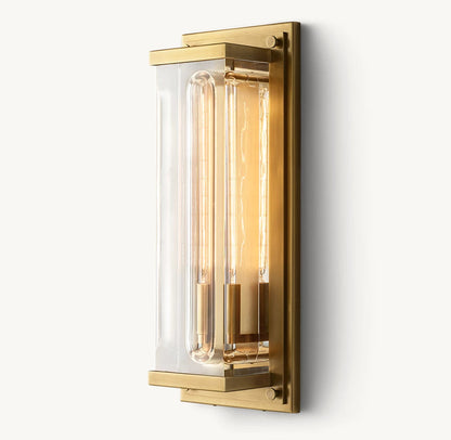 Rectangular Optical Glass Outdoor Sconce