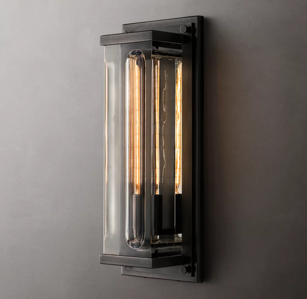 Rectangular Optical Glass Outdoor Sconce