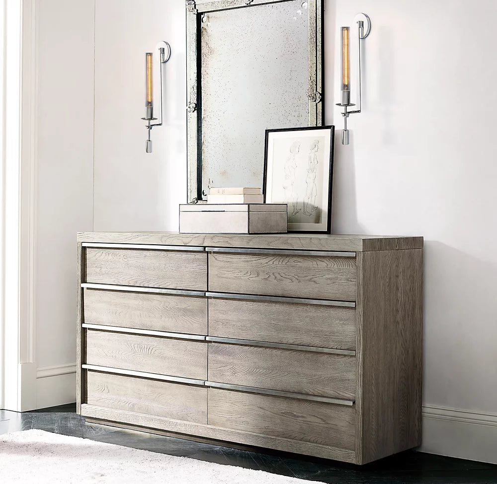 Ribbed Glass Brass Column Sconce