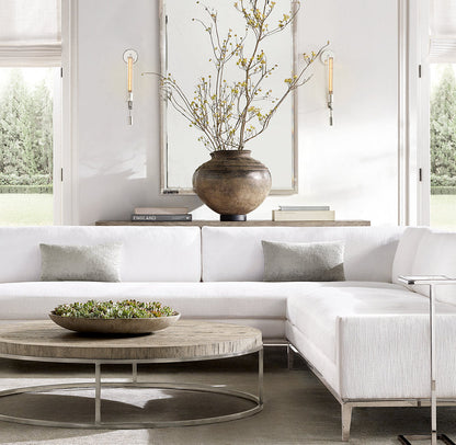 Ribbed Glass Brass Column Sconce