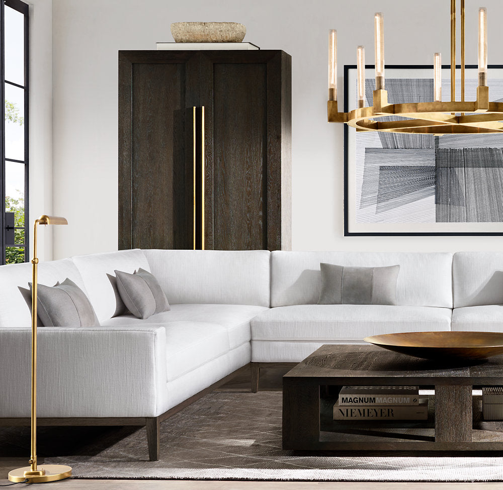 Ribbed Glass Brass Ring Chandelier
