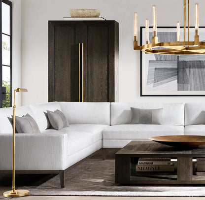 Ribbed Glass Brass Ring Chandelier