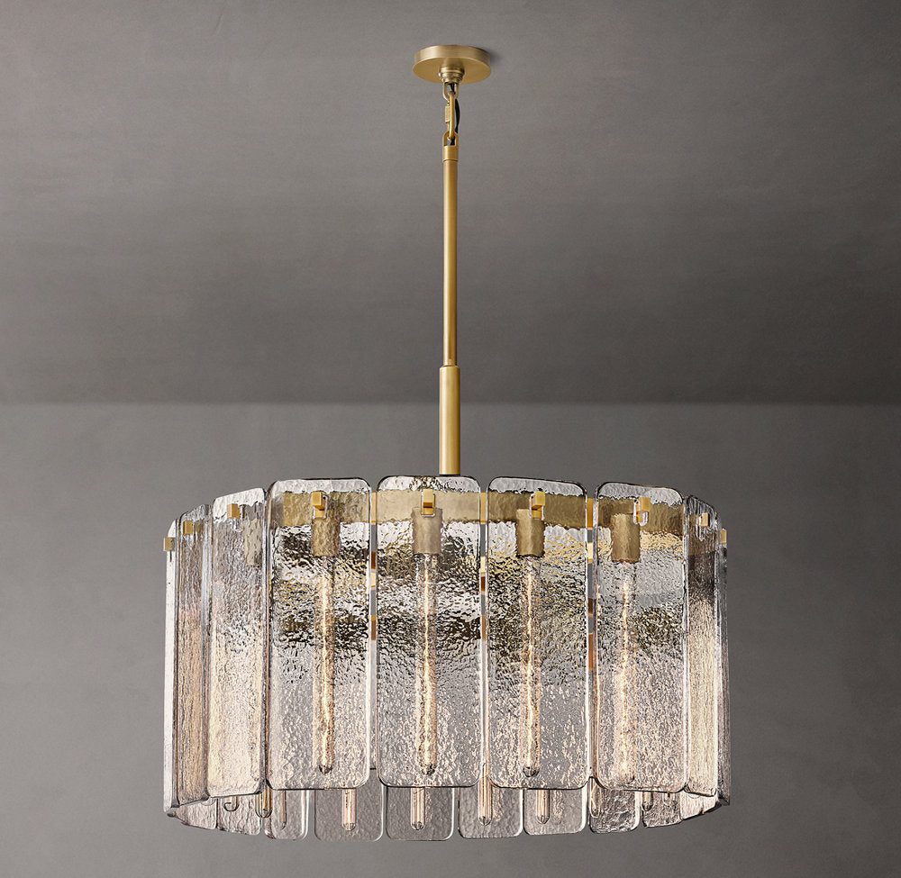 Rippled Glass Drum Chandelier