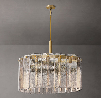 Rippled Glass Drum Chandelier