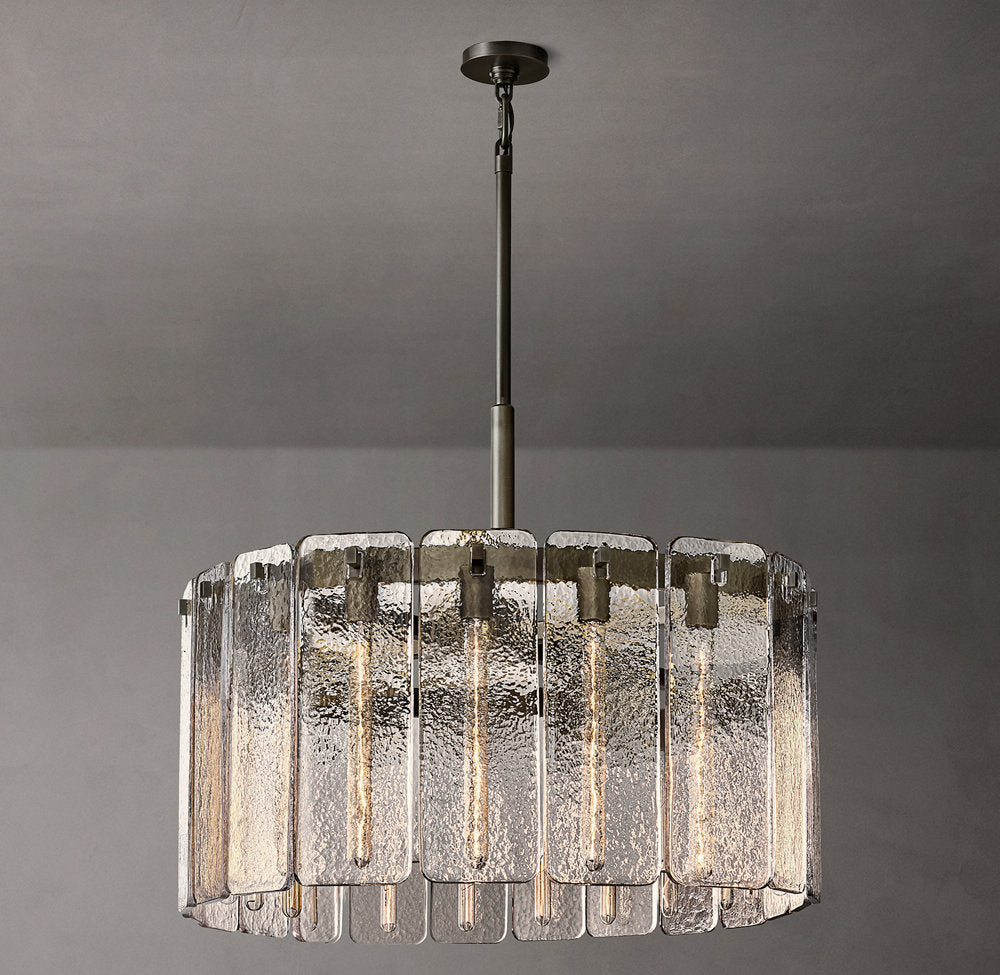 Rippled Glass Drum Chandelier