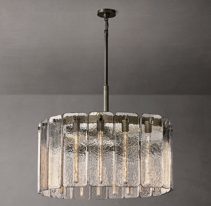 Rippled Glass Drum Chandelier