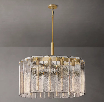 Rippled Glass Drum Chandelier